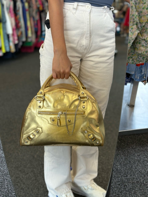 Balenciaga Leather Gold Moto City Bags Hand Bags