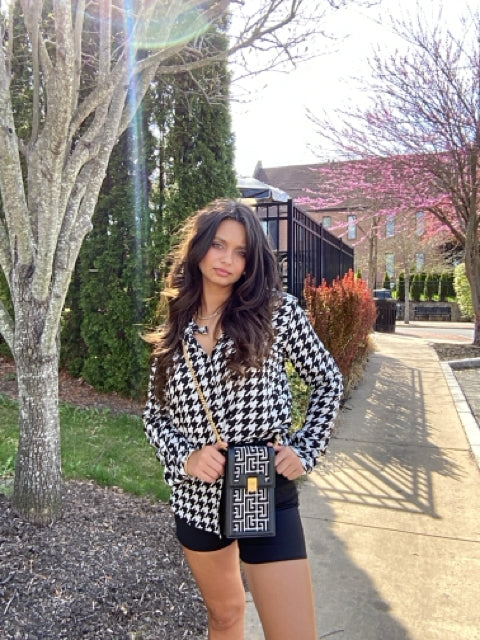 Salvatore Ferragamo Black/White Blouses Shirts Button Up