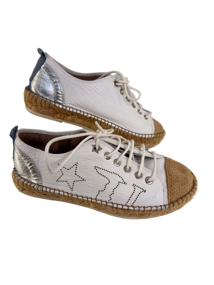 Trusardi White Espadrille Style w/ Stars Sneakers Sz 36