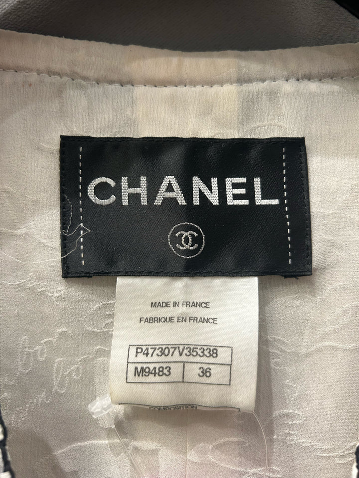Chanel 14 Cruise Crop Bracelet Sleeve Tweed CC Buttons Jacket Sz 36