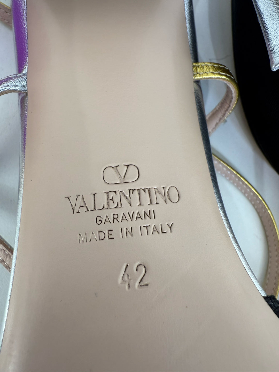Valentino Bowow Moire Slingback Designer Shoes Size 10.5