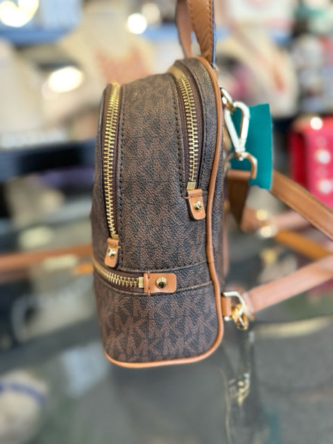 Michael Kors Rhea Brown Monogram Mini  Backpack