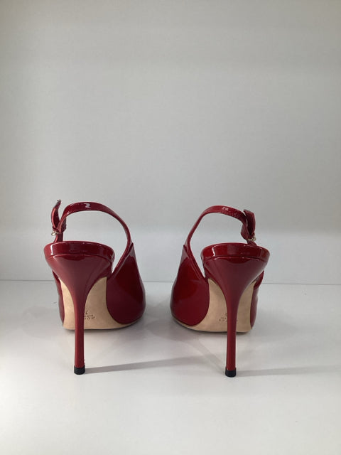 Sz 7 Gucci Red Slingback Heels Peep Toe Shoes