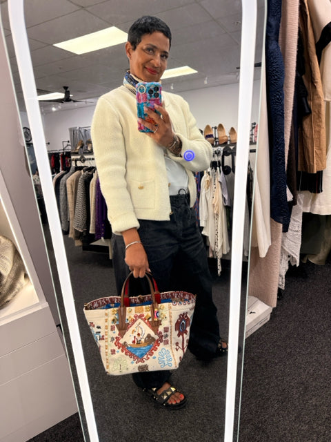 Pre Owned Christian Louboutin Tan Canvas Greekaba Embrd Crossbody w/ Dustbag Designer