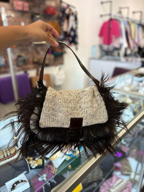 Fendi Crochet Yarn Mamma Baguette HandBag
