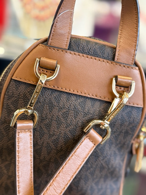 Michael Kors Rhea Brown Monogram Mini  Backpack