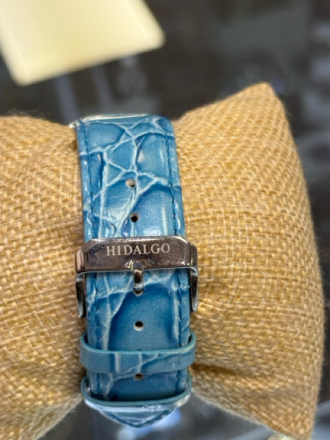 HIDALGO Amber Crystal Bezel/Circle CZs MOP w/2 blue bands Wristwatch