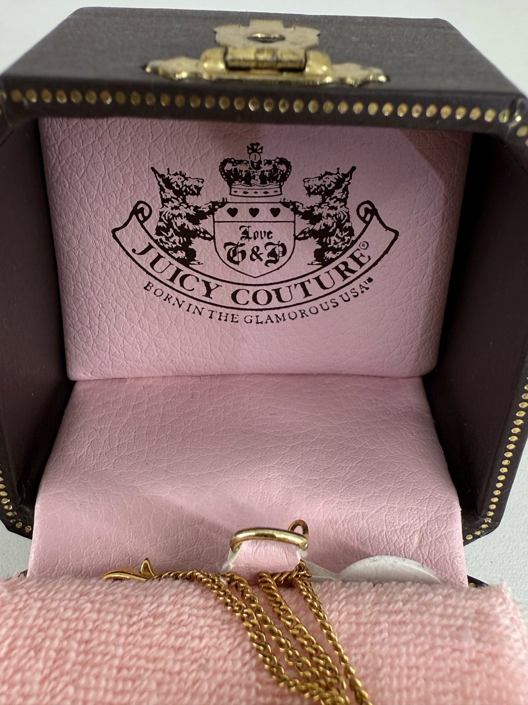Vintage Juicy Couture Dual Strand GP Heart w/ Padlock Necklace