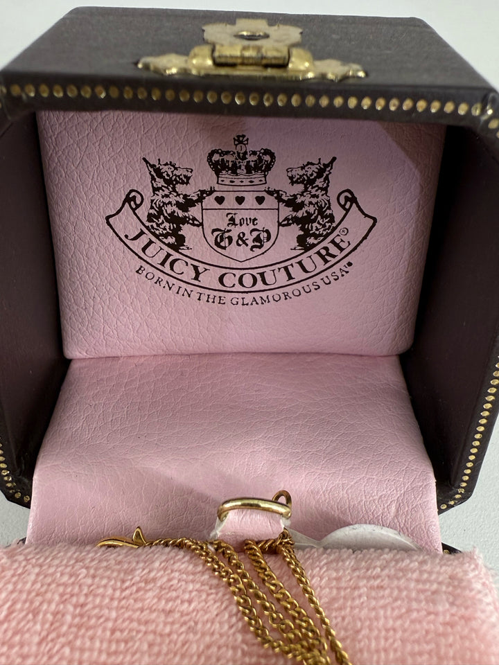 Vintage Juicy Couture Dual Strand GP Heart w/ Padlock Necklace