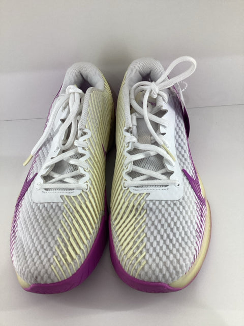 Pre Owned Nike Vapor Sneakers Size 8.5 in a white, purple, and yellow colorway.