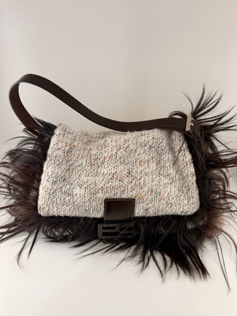 Fendi Crochet Yarn Mamma Baguette HandBag