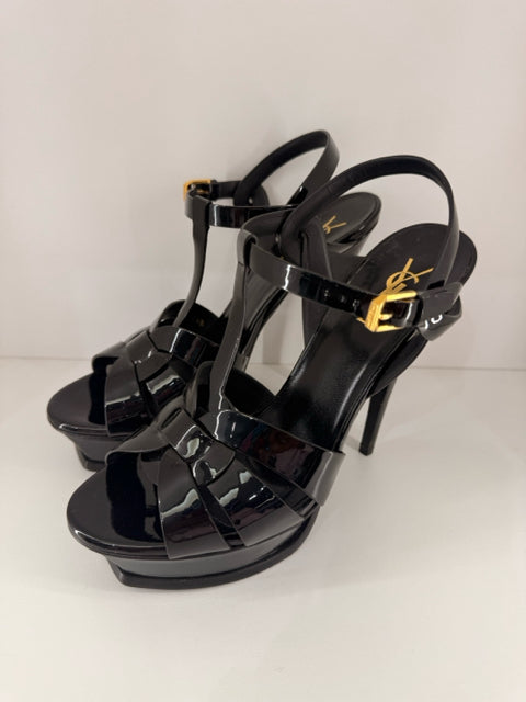 Pre Owned Yves Saint Laurent Sz 39.5 Patent Leather Tributes Designer Shoes
