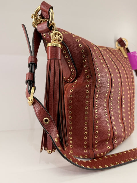 Pre Owned Michael Kors Brick Red Brooklyn Leather Shoulder X Bag