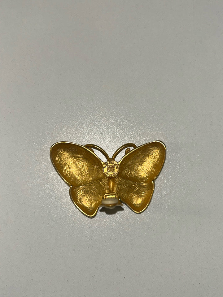 Vintage Givenchy Gold Clip On Butterfly Earrings