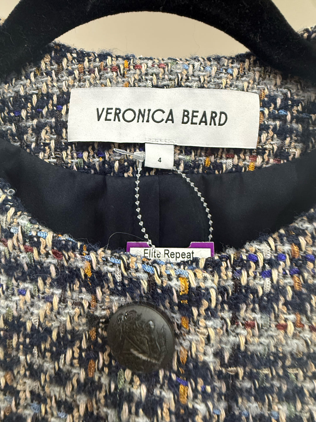 Veronica Beard Single Breasted Tweed w/ Finge Blazer Sz 4
