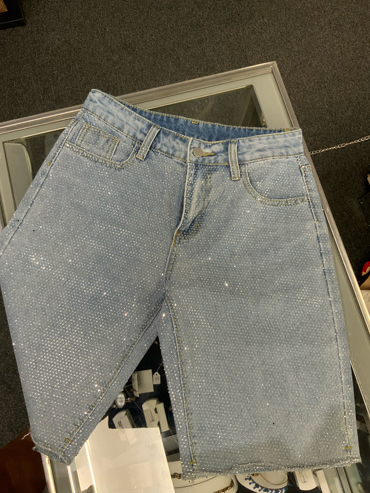 Denim Bling Jorts Shorts