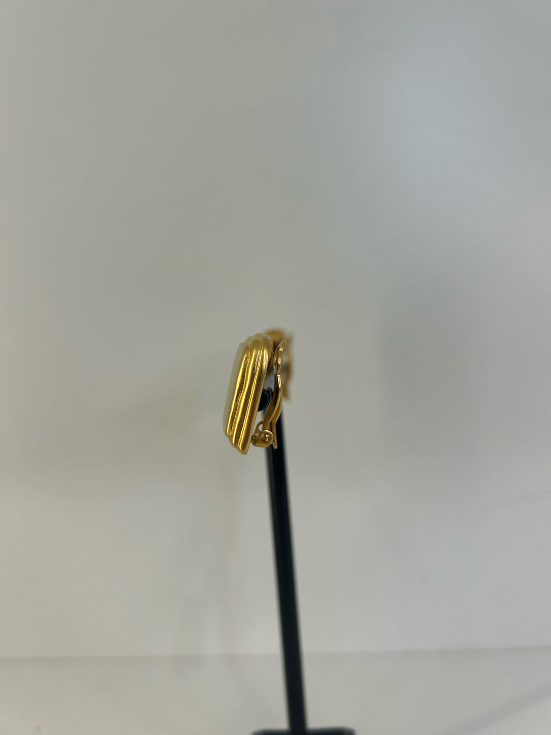 Vintage Karl Lagerfeld Clip On Matte Gold Sqaure Earrings