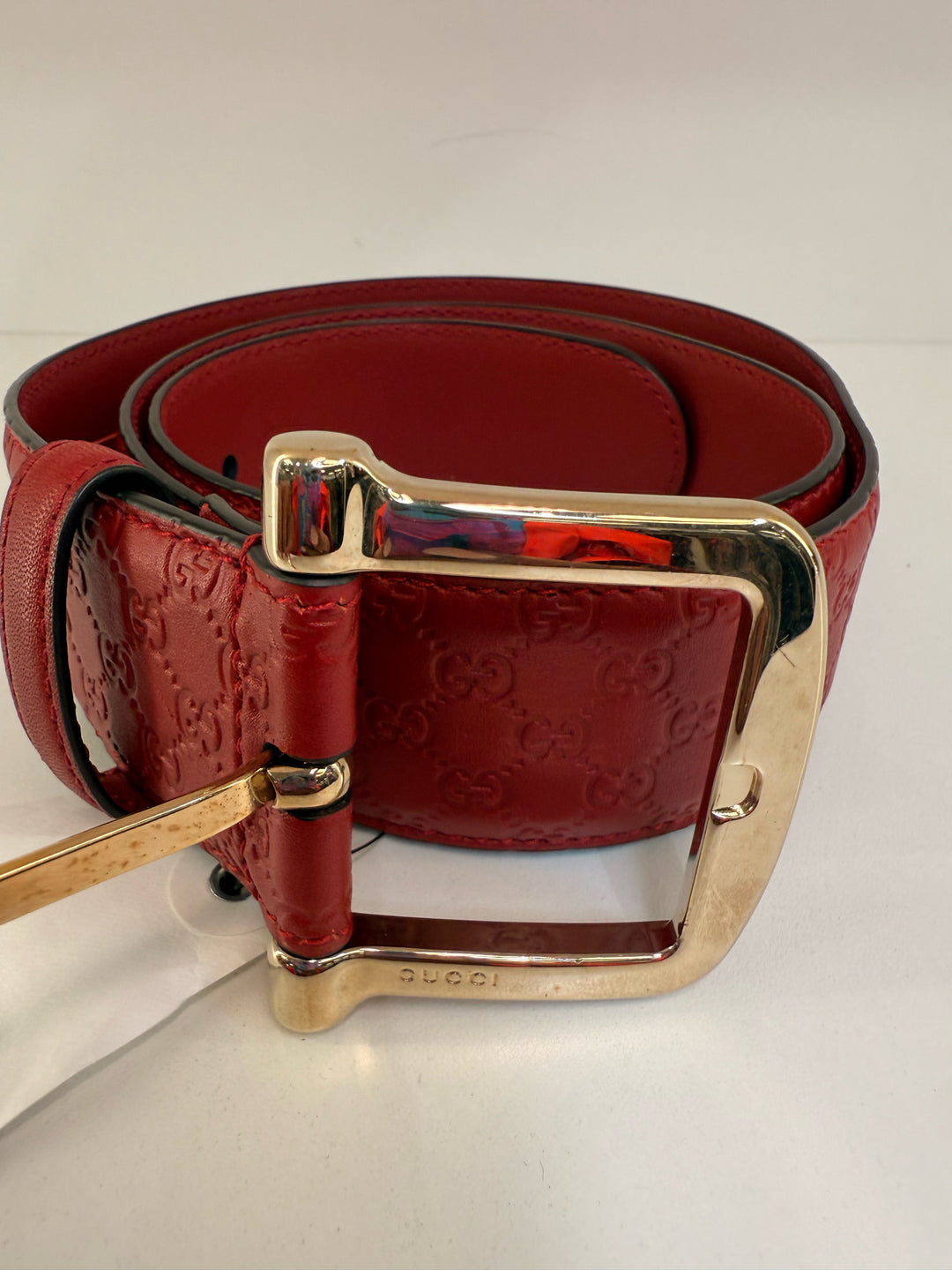 New Gucci Red Guccissima Belt sz 80