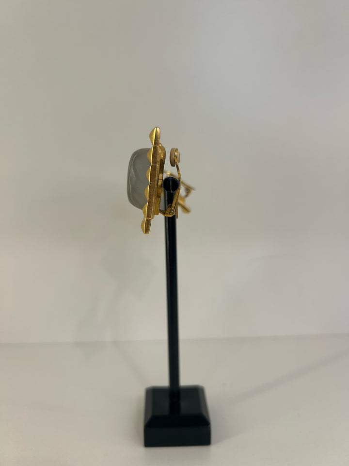 Vintage Karl Lagerfeld Clip On Rectangle Earrings