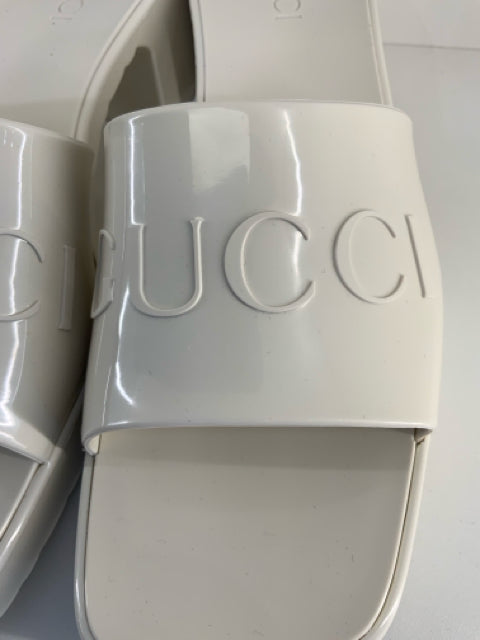 NIB Gucci Ruber Slides w/ Block Heel Sz 39 Designer Shoes