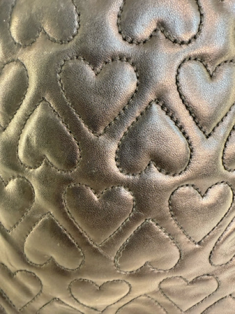 Cosci Black Leather Bag Purse W/ 2 Gold Chain Metal Handle