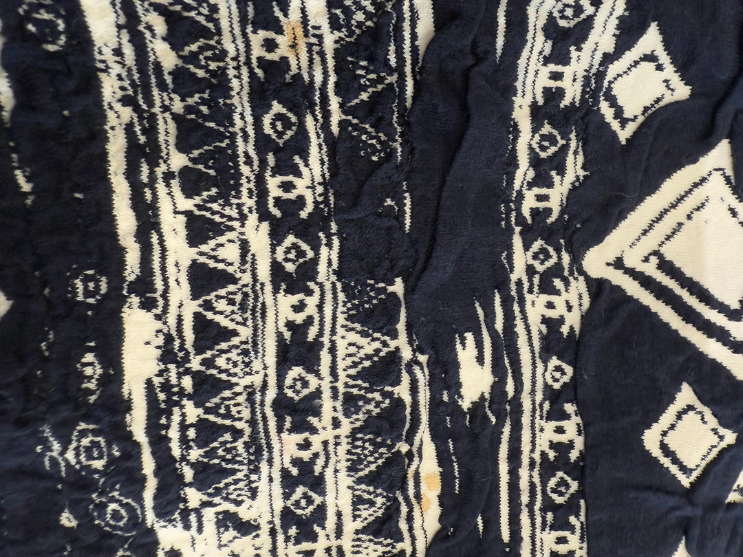 Chanel 16C 1/2 Slv Mockneck white print Top Size 36