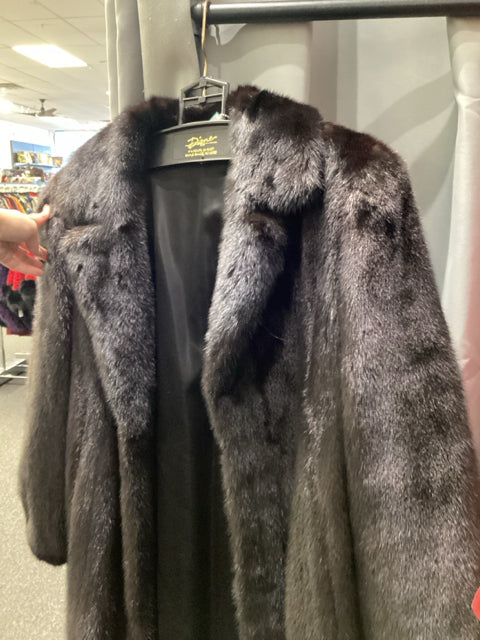 Pre Owned Diane Dark Brown Long Mink Fur Coat. Size S/M