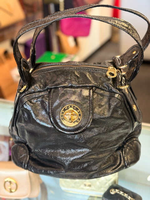 Marc Jacobs Top handle Black Patent Leather with gold hardware Satchel Bag