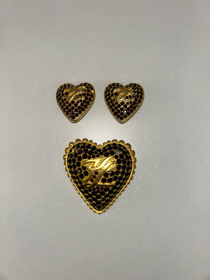 Karl Lagerfeld 3.25" KL Ruby Rhinestone Pin Jewelry