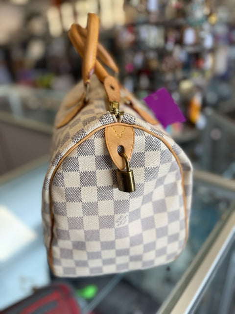 Louis Vuitton Canvas Damier Azure Speedy 30 Bag