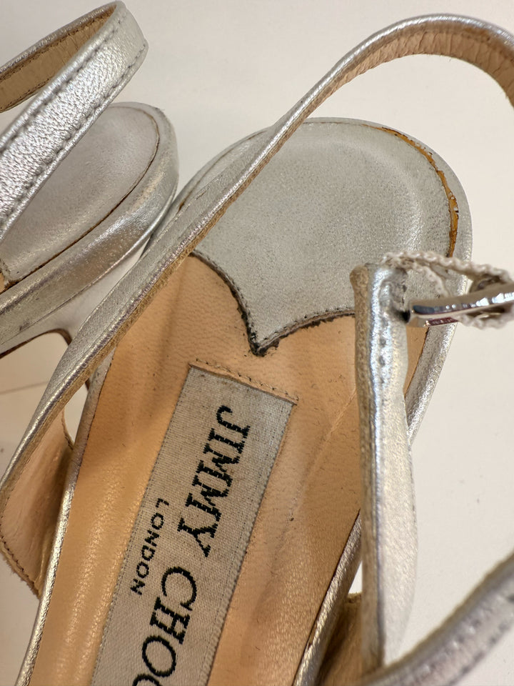 Jimmy Choo Silver Sandals Sz 39.5