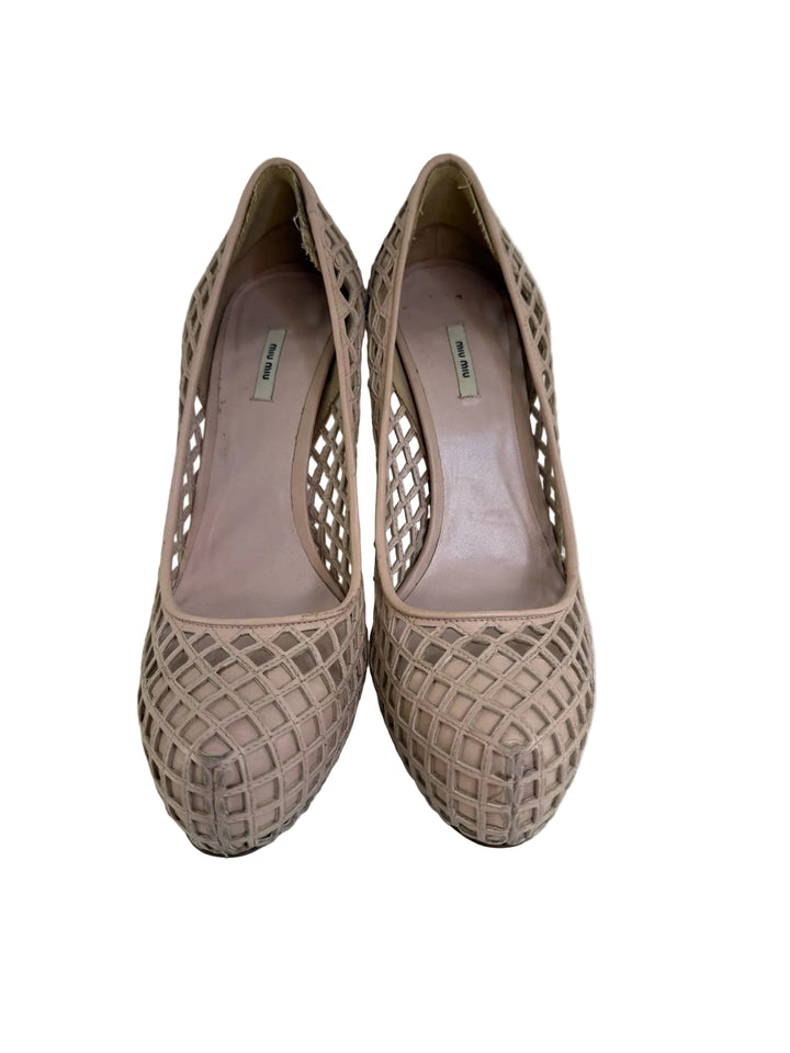 39 Miu Miu Netting Platform Shoes Sz 39