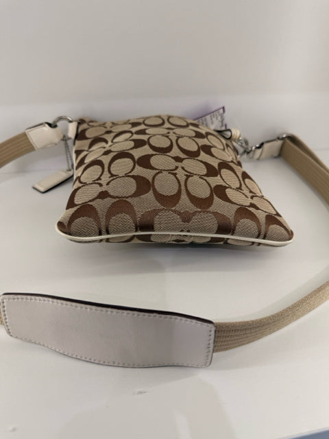 Pre Owned  Coach Logo Canvas Tan and Brown Cross Body