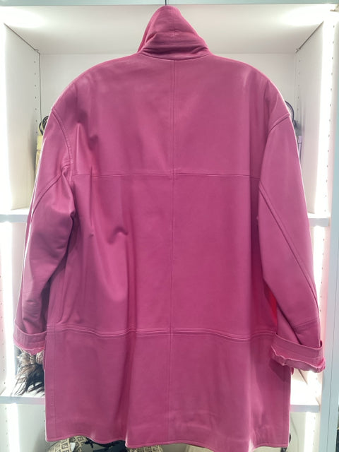 Laurel Sz 36 Pink Leather Car Coat Jacket
