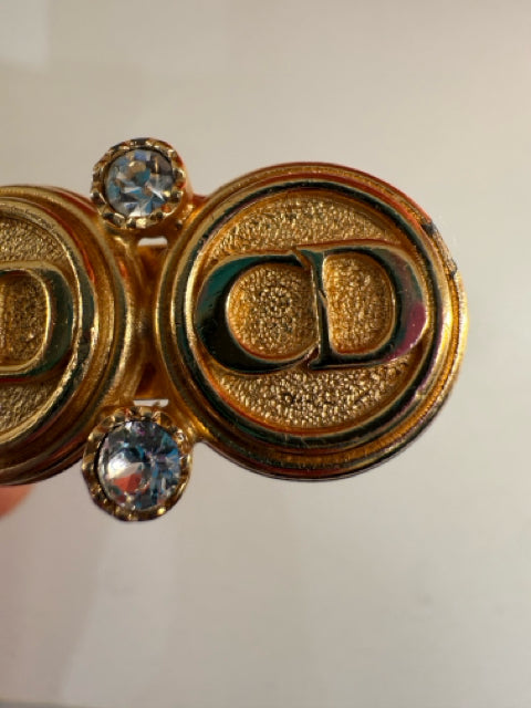 Vintage Dior Gold Tone 5 Station CD 8 Crystal Hair Clip Jewelry