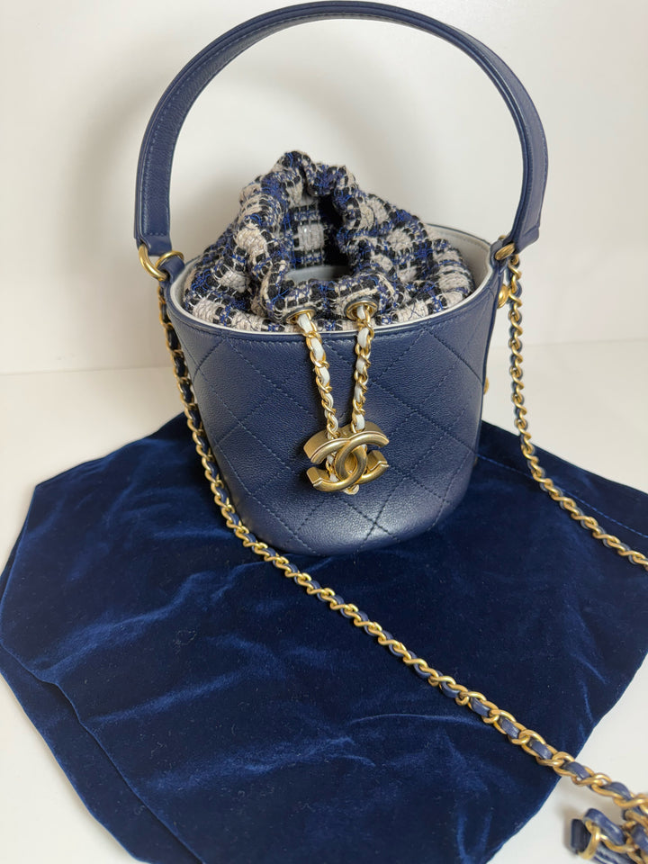Chanel Small Tweed Bucket Bag Gold hardware Designer Bag