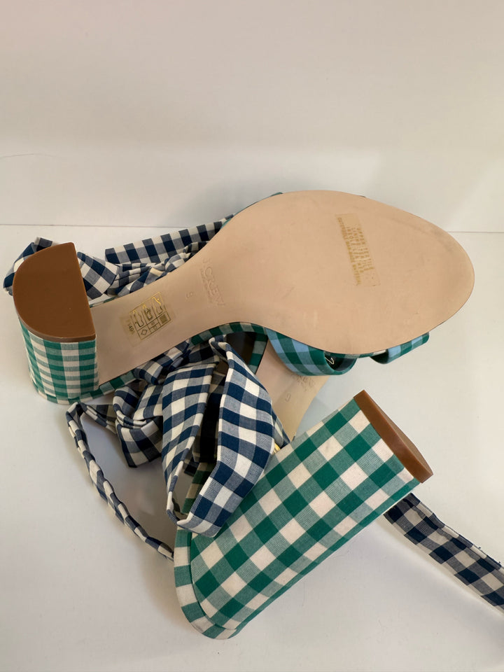 J Crew Mixed Gingham Sandals Sz 9