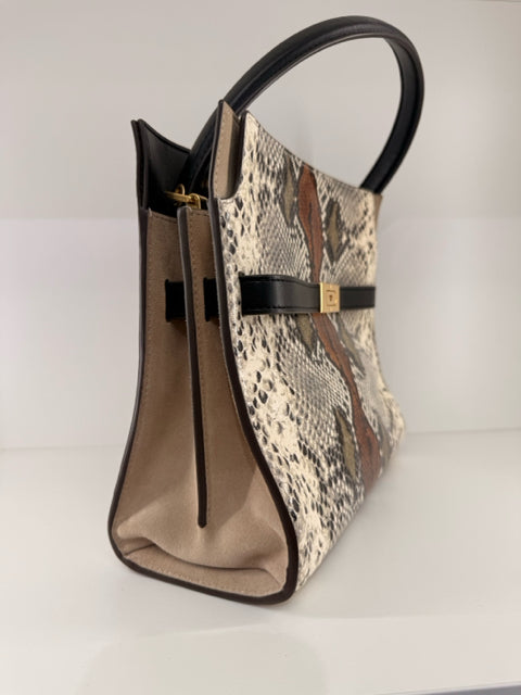 Pre Owned Tory Burch by Lee Radsiwill Snakeskin Satchel Hand Bag W/ Dustbag