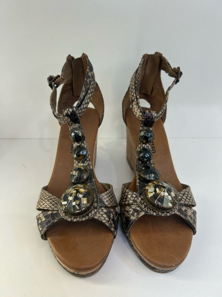 Libby Edelman Python + Cork Sandals Sz 7.5
