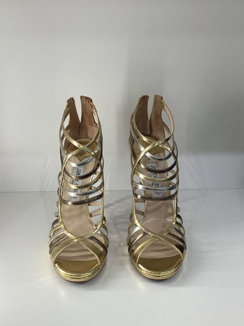 Sz 38 Jimmy Choo Gold Silver High Heels Sandals Shoes