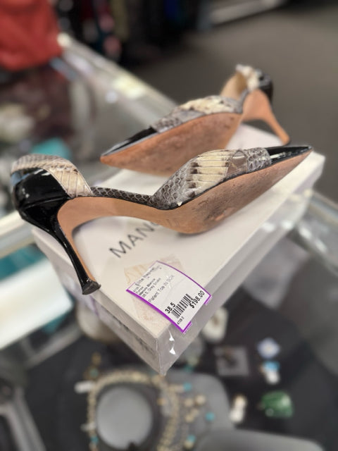 Manolo Blahnik Grey Snake Sz 38.5 Pumps Shoes