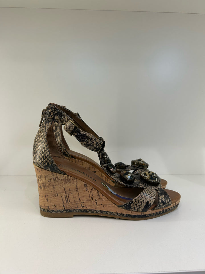 Libby Edelman Python + Cork Sandals Sz 7.5