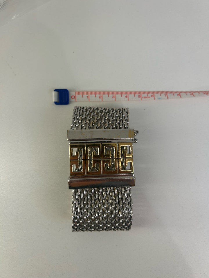 Vintage Givenchy 1.5" Mesh 2 Tone Bracelet