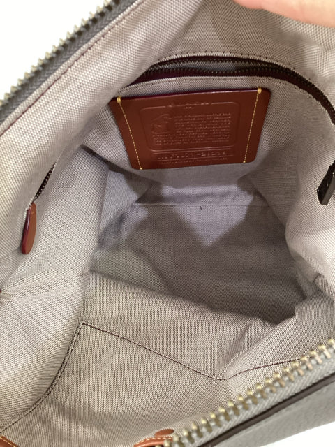 NWT Coach Zip Top Stud Strap Grey Pebbled Leather Bag Tote Purse