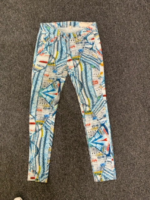 Pre Owned Rag & Bone Tan & Graphic Print Sz 6 Jean