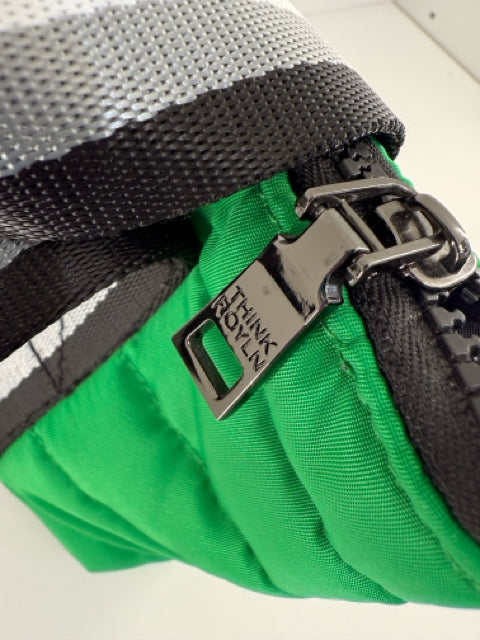 Pre Owned THINK ROLYN Green Nylon Quilted Single Zip Mini Tote Cross Body Bag.