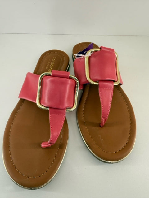Pre Owned Liz Claiborne Sz 5 Pink Leather Sandals Thongs Shoes