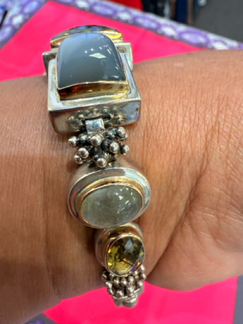 Michael Dawkins Sterling Silver Smoky topaz Mother of Pearl Bracelet