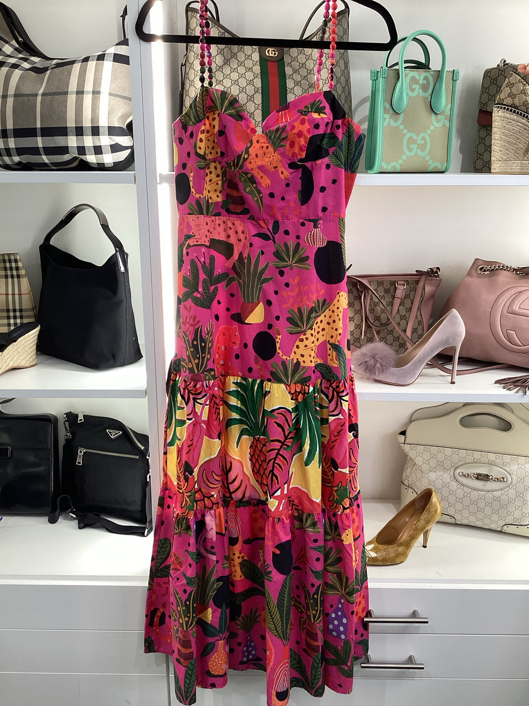 NWT FARMRIO Beaded Straps Maxi Dress Sz S