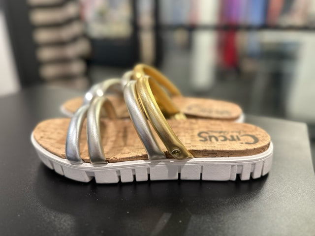 8.5 Circus-Sam Edelman Gold Silver Sandals